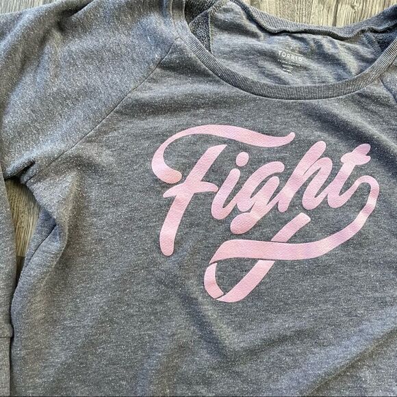 TORRID Breast Cancer Awareness Fight Sweater sweatshirt pullover - Picture 4 of 10